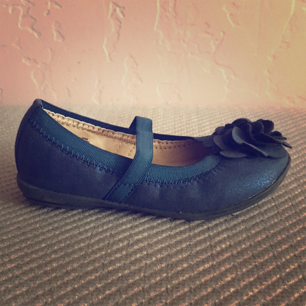 Ballerina Flats, Navy/Glitter, toddler size 8